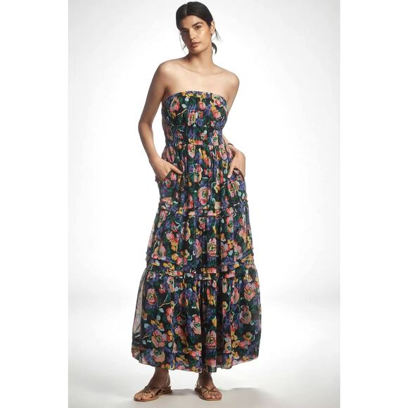 Anthropologie Dresses & Skirts - New Anthropologie The Somerset Strapless Maxi Dress $178 X-Large Blue Floral